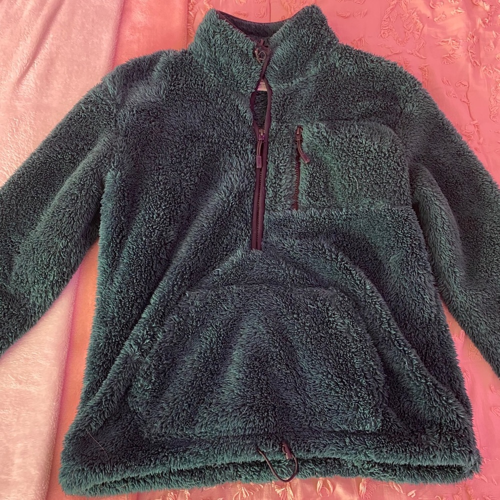 ivy green half zip sherpa from pink